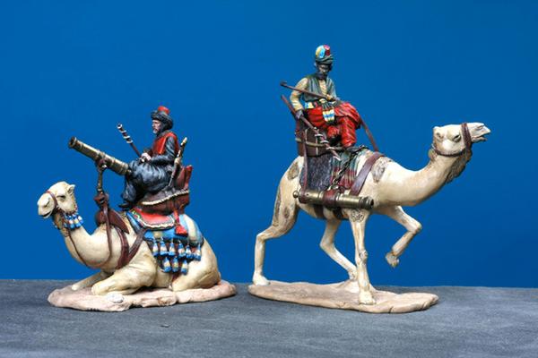 MM60-2  - Two Turkish Mounted on Camels with Cannon, Manes Marzano Napoleonic - Piers Christian Toy Soldiers